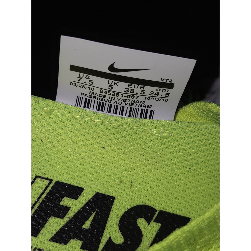 Nike Zoom All Out Flyknit Women Running Shoes Neon Yellow Gray Mid Top Athletic - Picture 9 of 12